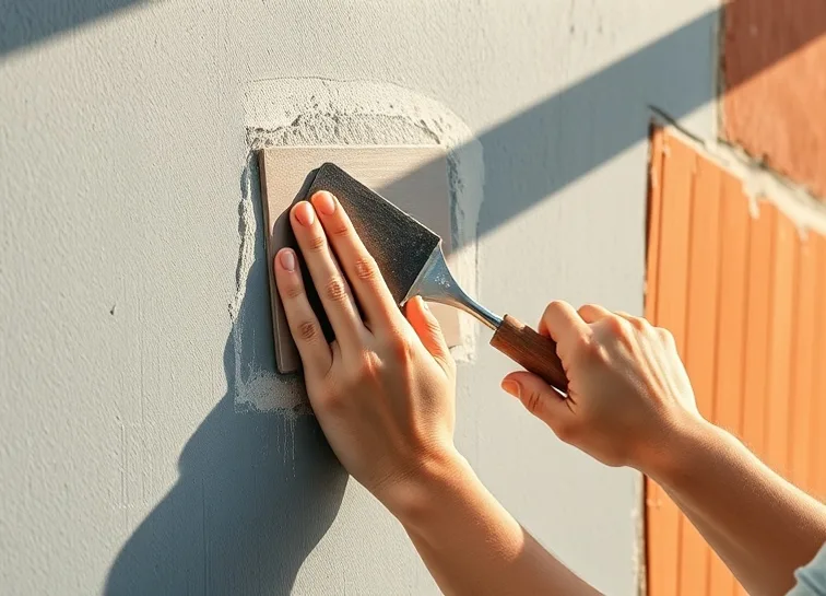 Application d'un enduit décoratif à la lisseuse sur un mur